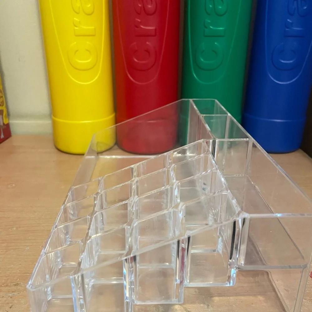 Clear Acrylic Makeup & Desk Organizer - Transparent Home Storage Set of 2